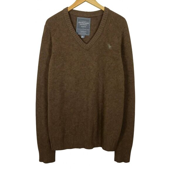 Abercrombie Fitch mens xl super soft 100% cashmere sweater taupe sandy brown - Picture 1 of 7